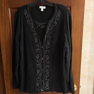 Charter Club Black sleeveless Shell and Cardigan, 2X